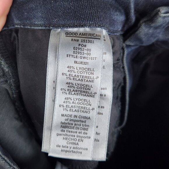 Good American Good Waist Crop Skinny Jeans Distressed Ripped Knees sz 2/26 - Picture 11 of 12